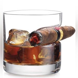 Godinger double old-fashioned whiskey crystal glasses with cigar rest set of 2